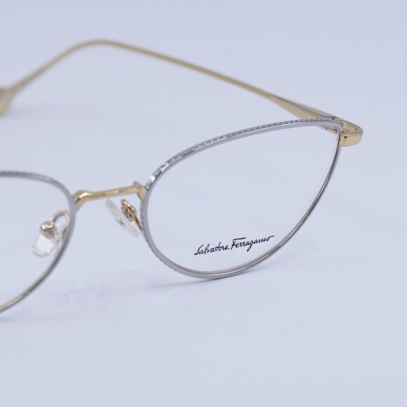 🕶️ New Salvatore Ferragamo SF2188 050 Eyeglasses - Palladium/Gold Frame 55mm - Picture 4 of 10